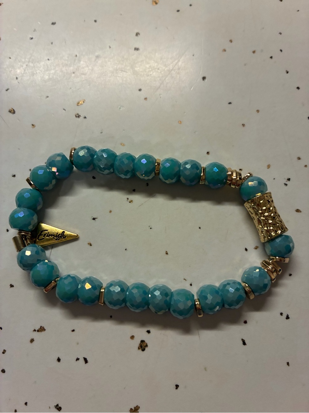 Erimish Turquoise Faceted Beaded Bracelet with Gold Accents